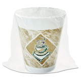 Foam Hot/cold Cups, 8 Oz., Café G Design, White/brown With Green Accents
