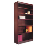 Square Corner Wood Veneer Bookcase, Six-shelf, 35.63"w X 11.81"d X 71.73"h, Mahogany