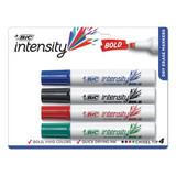 Intensity Bold Tank-style Dry Erase Marker, Broad Chisel, Assorted Colors, 4/set