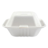 Bagasse Molded Fiber Food Containers, Hinged-lid, 1-compartment 9 X 9, White, 100/sleeve, 2 Sleeves/carton