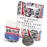 Stainless Steel Scrubbers, Medium, Steel Gray, 12/carton