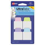 Ultra Tabs Repositionable Mini Tabs, 1/5-cut Tabs, Assorted Pastels, 1" Wide, 40/pack
