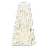 Cut-end Lie-flat Wet Mop Head, Cotton, 16oz, White, 12/carton