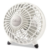 Chillout Usb/ac Adapter Personal Fan, White, 6"diameter, 1 Speed