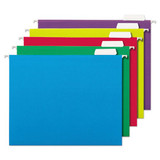 Deluxe Bright Color Hanging File Folders, Letter Size, 1/5-cut Tab, Red, 25/box