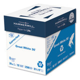 Great White 30 Recycled Print Paper, 92 Bright, 20 Lb, 8.5 X 11, White, 2,500 Sheets/carton
