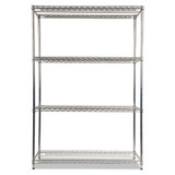 Nsf Certified Industrial 4-shelf Wire Shelving Kit, 48w X 18d X 72h, Silver