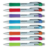 Comfort Grip Retractable Gel Pen, 0.7mm, Assorted Ink, Silver Barrel, 8/set