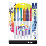 Frixion Colors Erasable Stick Marker Pen, 2.5mm, Assorted Ink, White Barrel, 6/pack