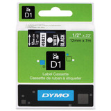 D1 High-performance Polyester Removable Label Tape, 0.5" X 23 Ft, White On Black