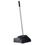 Lobby Dust Pan, Plastic/aluminum, 11 3/4" Wide, 34" Handle, Black/silver