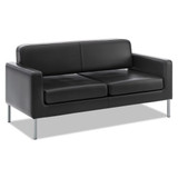 Corral Reception Seating Sofa, 67w X 28d X 30.5h, Black Softhread Leather