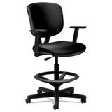 Volt Series Leather Adjustable Task Stool, 32.38" Seat Height, Supports Up To 275 Lbs., Black Seat/black Back, Black Base