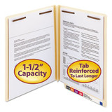 Manila End Tab 2-fastener Folders With Reinforced Tabs, 1.5" Expansion, Straight Tab, Letter Size, 14 Pt. Manila, 50/box