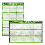 Yearly Laminated Wall Calendar, 36 X 24, Green, 2021