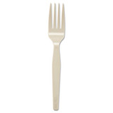Heavy Mediumweight Polystyrene Forks, 6.31", Champagne, Dense Pack, 1,000/carton