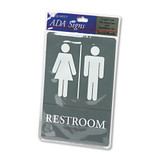 Ada Sign, Restroom Symbol Tactile Graphic, Molded Plastic, 6 X 9, Gray