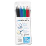 Vis-à-vis Wet Erase Marker, Fine Bullet Tip, Assorted Colors, 4/set