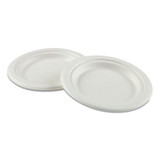 Bagasse Molded Fiber Dinnerware, 3-compartment Plate, 10" Diameter, White, 500/carton