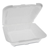 Foam Hinged Lid Containers, Dual Tab Lock Economy, 8.42 X 8.15 X 3, 1-compartment, White, 150/carton