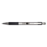 F-301 Retractable Ballpoint Pen, 1.6 Mm, Black Ink, Stainless Steel/black Barrel, Dozen