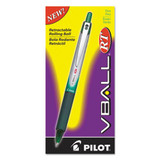 Vball Rt Liquid Ink Retractable Roller Ball Pen, 0.7mm, Green Ink, Green/white Barrel