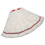 Web Foot Wet Mop, Cotton/synthetic, White, Medium, 1" Green Headband, 6/carton