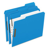 Colored Folders With Two Embossed Fasteners, 1/3-cut Tabs, Letter Size, Blue, 50/box