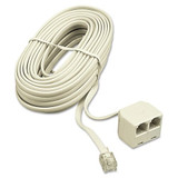 Telephone Extension Cord, Plug/dual Jack, 25 Ft., Almond Telephone Extension Cord, Plug/dual Jack, 25 Ft., Almond