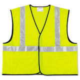 Class 2 Safety Vest, Fluorescent Lime W/silver Stripe, Polyester, 2x-large