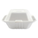 Bagasse Molded Fiber Food Containers, Hinged-lid, 1-compartment 9 X 6, White, 125/sleeve, 2 Sleeves/carton