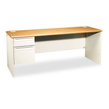 38000 Series Left Pedestal Credenza, 72w X 24d X 29.5h, Harvest/putty