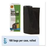 Total Recycled Content Plastic Trash Bags, 33 Gal, 1.3 Mil, 33" X 40", Brown/black, 180/carton