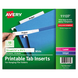 Tabs Inserts For Hanging File Folders, 1/3-cut Tabs, White, 3.5" Wide, 100/pack
