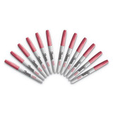 Metallic Fine Point Permanent Markers, Bullet Tip, Red, Dozen