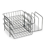 Wire Triple Tray With Sorter, 6 Sections, Letter Size Files, 17.75" X 12.63" X 8.38", Black