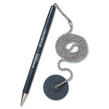 Secure-a-pen Antimicrobial Ballpoint Counter Pen Kit With Round Base And 24" Ball Chain, 1mm, Black Ink/barrel