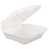 Foam Hinged Carryout Container, 1-comp, White, 8 X 8 1/4 X 3, 200/carton