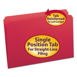 Reinforced Top Tab Colored File Folders, Straight Tab, Legal Size, Red, 100/box