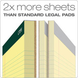 Double Docket Ruled Pads, Narrow Rule, 8.5 X 11.75, Canary, 100 Sheets, 6/pack