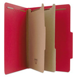 Bright Colored Pressboard Classification Folders, 2 Dividers, Letter Size, Ruby Red, 10/box