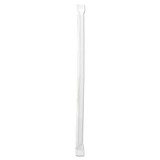 Wrapped Jumbo Straws, 7 3/4", Plastic, Red W/white Stripe, 400/pack