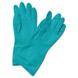 Nitrile Flock-lined Gloves, Large, Green, Dozen
