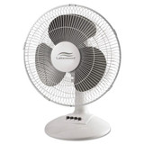 12-inch Three-speed Oscillating Desk Fan, Metal/plastic, White