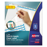 Print/apply 1-pocket Index Maker Clear Label Plastic Dividers With Printable Label Strip, 5-tab, 11 X 8.5, Translucent, 1 Set