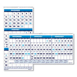 Recycled Three-month Horizontal Wall Calendar, 17 X 8, 14-month, 2020-2022