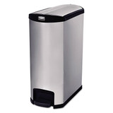 Slim Jim Stainless Steel Step-on Container, End Step Style, 8 Gal, Black
