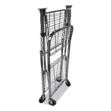 Stowaway Folding Carts, 2 Shelves, 35w X 37.25d X 22h, Chrome, 250 Lb Capacity