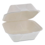 Earthchoice Bagasse Hinged Lid Container, 5.8 X 5.8 X 3.3, 1-compartment, Natural, 500/carton