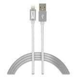 Fabric Lightning Charging Cable, 6 Ft, White